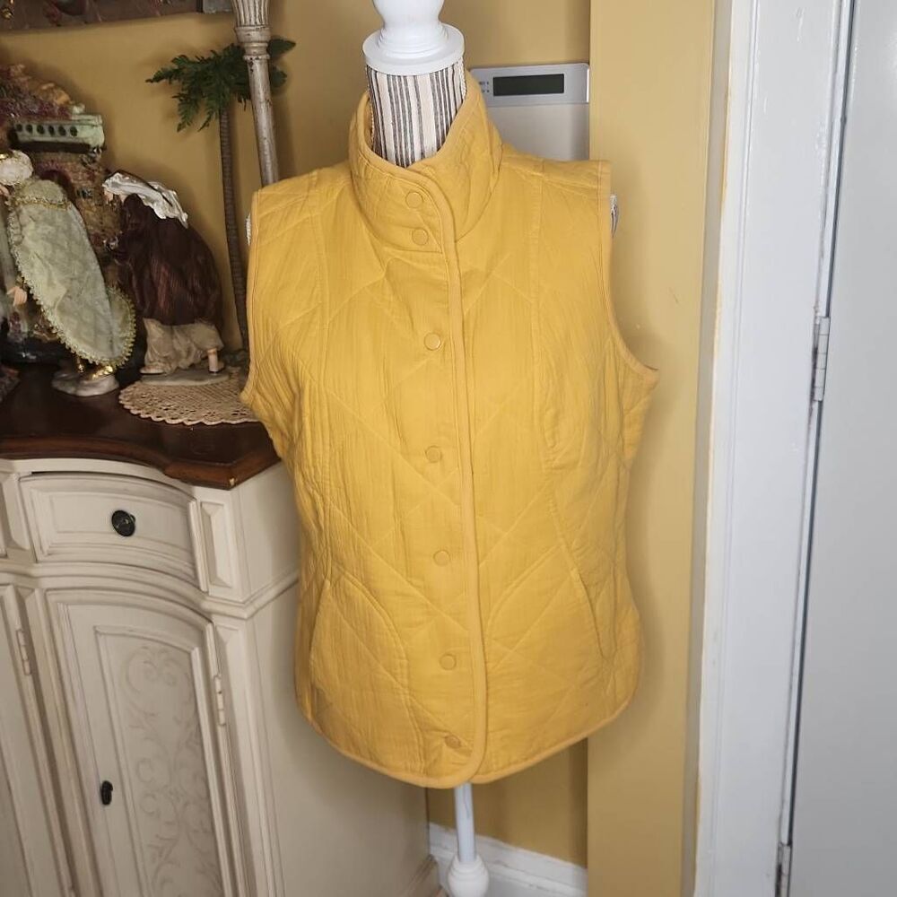 Coldwater Creek quilted gold vest women's size S